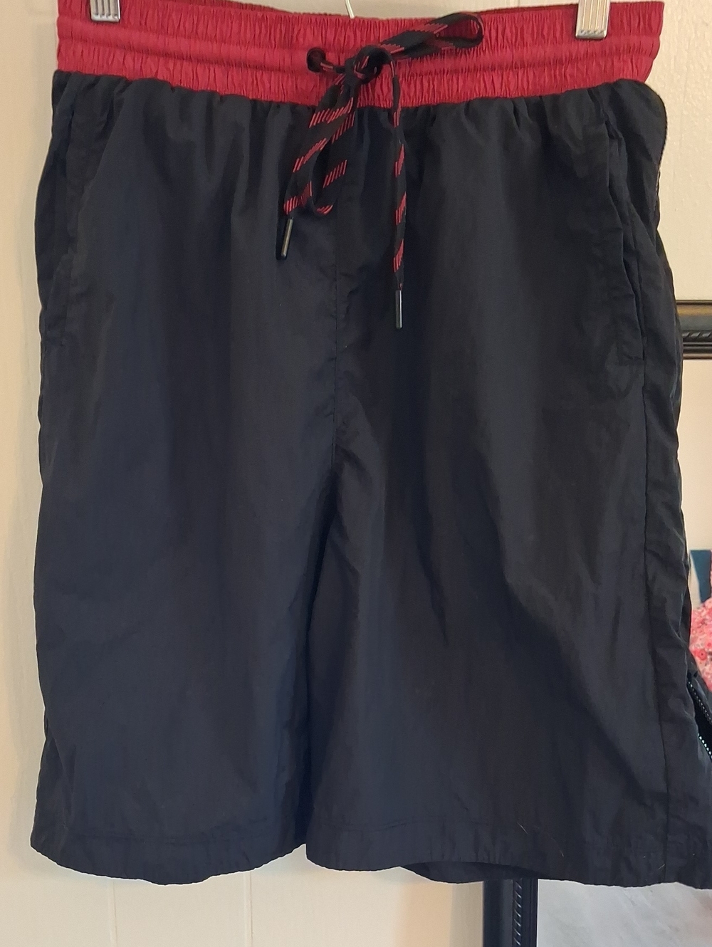 FP Movement Black And  Red Athletic Athleisure Longline Shorts with Side Zippers